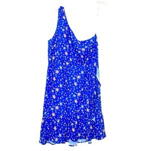 Eloquii Floral One Shoulder Dress Blue 14